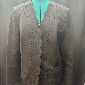 Banana Republic Black Scalloped Laser-Cut Blazer